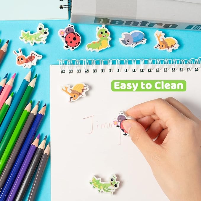 ANGOLIO 60Pcs Mini Eraser for Kids Bulk Insects Assorted Summer Pencil Eraser Cute Puzzle Erasers Desk Pet Classroom Prizes Student Back to School Supplies Homework Rewards Gift Filling Party Favors-DeskLoop Office