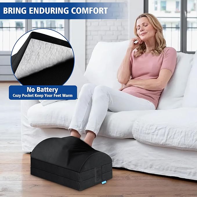 KAYFIA Foot Rest for Under Desk at Work XXL(20in) with 3 Adjustable Heights,Foot Stool with Supportive Gel Foam, Warmer Feet Pocket Footrest for Office Gaming Chair, for Leg Support -Black-DeskLoop Office