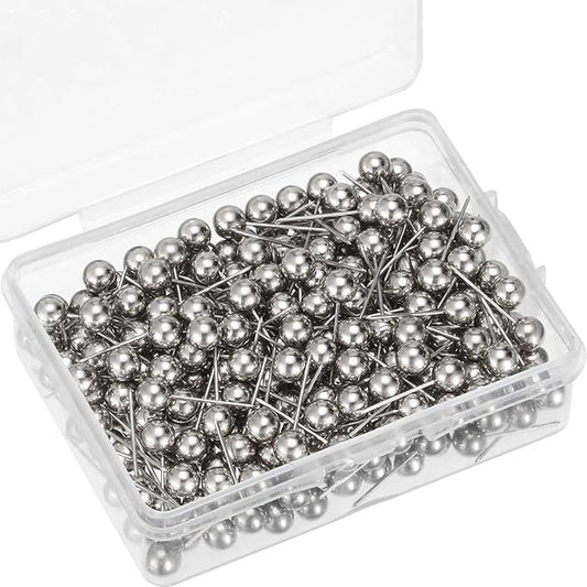 Map Tacks Push Pins Small Size 300 Packs (Silver, 1/5 Inch)-DeskLoop Office