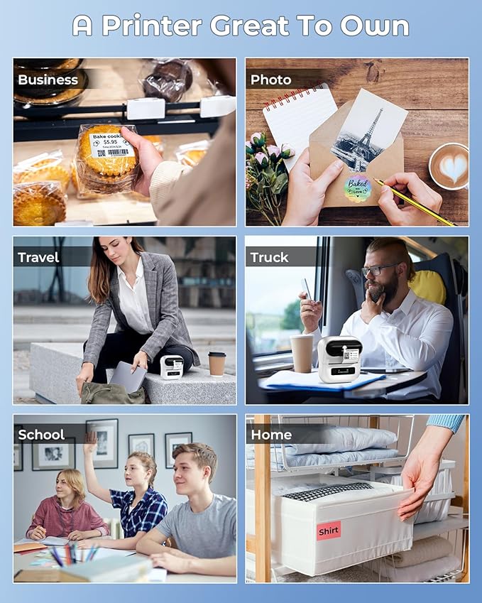 Phomemo M220 Label Maker, Bluetooth Thermal Label Maker Machine for Barcode, Address, Home, Mailing, Small Business,Clothing, Portable Wireless Printer with 1 Rolls Label, Purple-DeskLoop Office