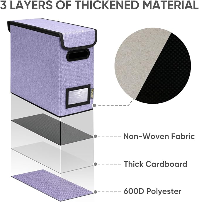 BALEINE File Organizer Box with Lid, Collapsible File Folder Organizer with Plastic Slide, Hanging File Folder Box for Office Document Storage (1 Pack, Purple, S)-DeskLoop Office