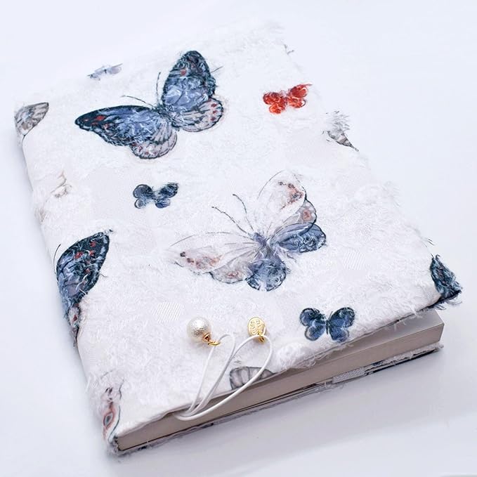 BLBMH Book Covers for Paperbacks Book Cover for Privacy Fit for 5.5x8.5 inch Adjustable Book Jacket Cover for Diary Books Fabric Softcover Protector for Notebook Book Lovers Gifts - Butterfly A 8.5in-DeskLoop Office