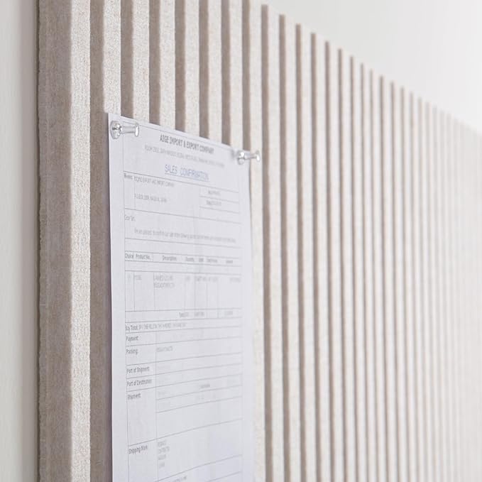 Bulletin Board, 36 x 24 inches Felt Board Decorative Pin Board, 3' x 2' Cork Board Alternative for Wall, Foldable Photo Board with 20 Pushpins - Oatmeal Stripes-DeskLoop Office