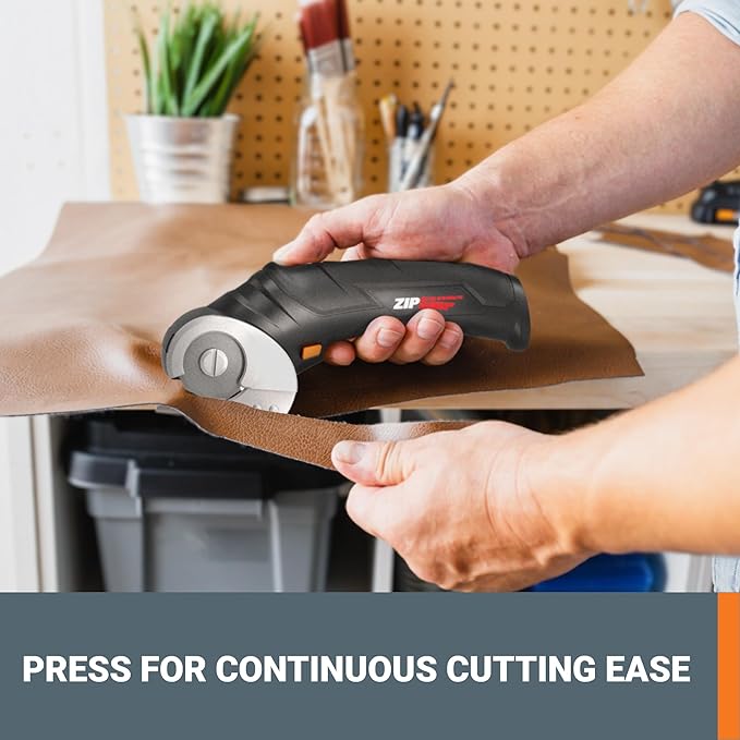 Worx Zipsnip Cordless Electric Scissors, Rechargeable Cardboard Box Cutter, 4V Powerful Fabric Scissors with 2 Safety Blades & Storage Bag WX082L.2-DeskLoop Office