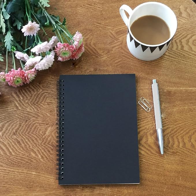 Spiral Notebook, 3Pack Spiral Journal, Thick Pure White Paper 120 Pages Wirebound Notebooks, Sketch Pads& Planner(Black)-DeskLoop Office