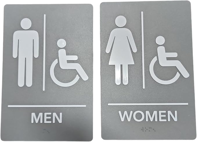 USA Made - Men's and Women's Restroom Signs ADA-Compliant Bathroom Door Signs by RockRidge