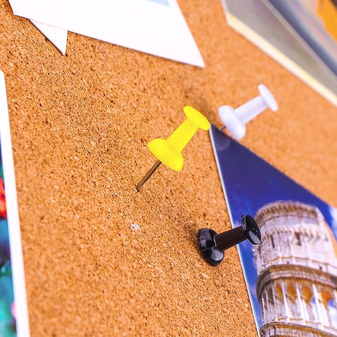 Yalis Push Pins 600 Count Clear Multicolored, Standard Thumb Tacks Steel Point and Clear Multi-Colors Plastic Head-DeskLoop Office