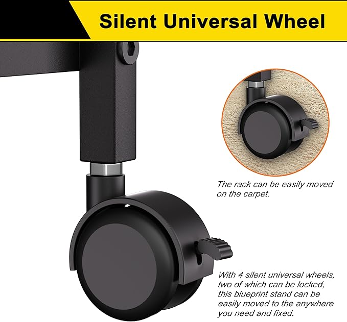 Blueprint Storage Rack, Blueprint Holder with Wheels, Used for Storing Blueprint/Carpet/Map/Poster/Architectural Construction Plan, 20 Slots(3.2" x 3.2"), Silent wheel for Home, Office, School(Black)-DeskLoop Office