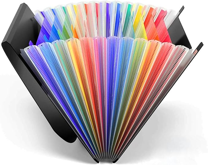 Accordion File Organizer,13 Pockets Expanding File Folder with Blank Labels,Portable Monthly Paper Bill Tax Receipt Organizer,Desktop Folders A4 Letter Paper Document Storage Organize,Black-DeskLoop Office