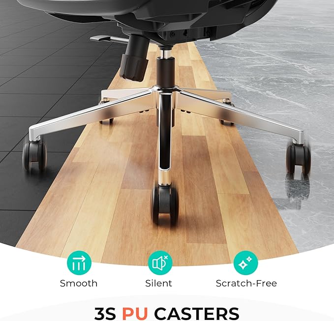 CAPOT Ergonomic Mesh Office Chair, Adjustable Lumbar High Back Desk Chair 400lbs, 4D Flip-up Arms, 3-Level Tilt Backrest, 3D Headrest, PU Wheels, Swivel Rolling Computer Seating for Long Desk Work-DeskLoop Office