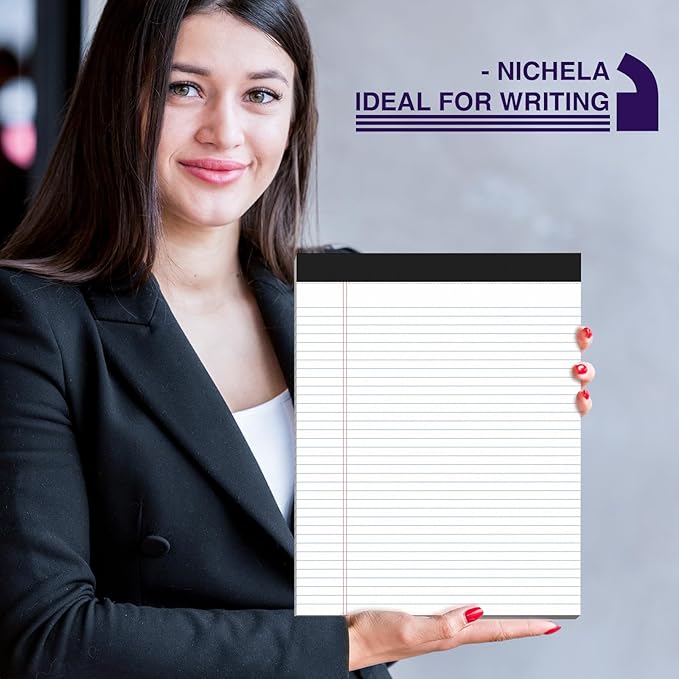 12 Pack Legal Pads 8.5 x 11 College Ruled 600 Sheets Note Pads 8.5 x 11 Inch Notepads Perforated Writing Pads 8.5 x 11 Pads of Paper Lined White Paper, 50 Sheets per Notepad for Home, Office, School-DeskLoop Office