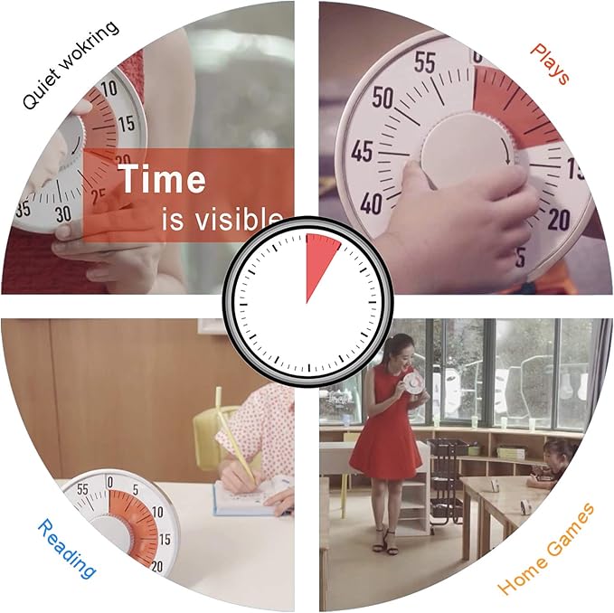 Lavigo Kitchen Timer, Countdown Visual Analog Timer, Quiet Counting, Low Loud and Mute Alarm for Teachers Classroom, Kids, Adults Kitchen, Office, Gym (Green) LT21-TC 7.5 inches-DeskLoop Office