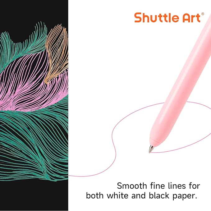 Shuttle Art Colored Retractable Gel Pens, 10 Pastel Ink Colors, Cute Pens 0.7mm Fine Point Quick Drying for Black Paper Writing Drawing Journaling Note Taking School Office Home-DeskLoop Office