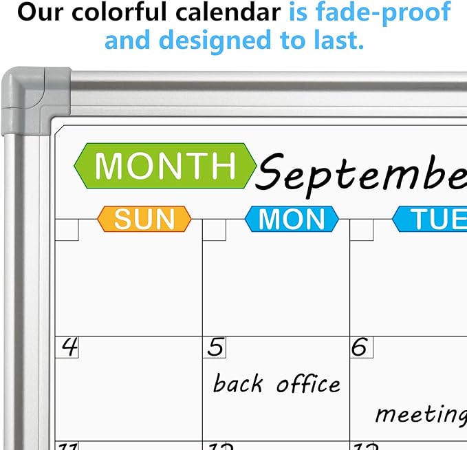 JILoffice Magnetic Dry Erase Calendar Whiteboard, 4 Month White Board Planner 48 X 36 Inch, Silver Aluminum Frame Wall Mounted Board for Office Home and School-DeskLoop Office