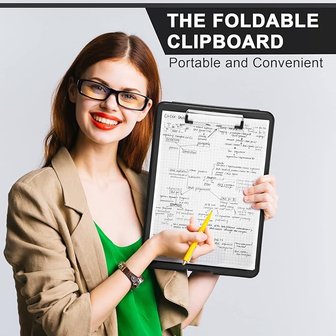 10 Pcs Clipboard with Storage Plastic Nursing Clipboard 9.5 x 13.5 Inch with Low Profile Clip Foldable Clip Board with Storage for Home Office Back to School Supplies-DeskLoop Office