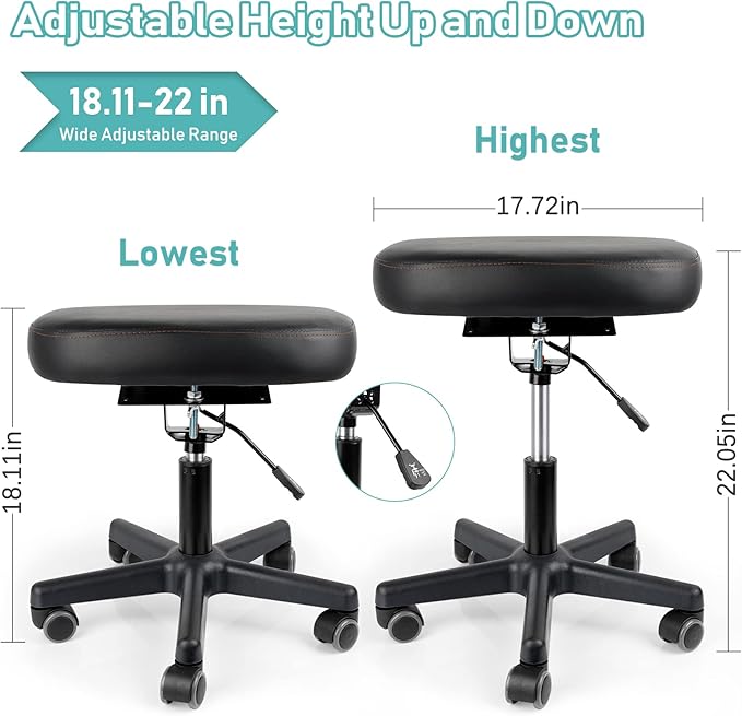 Footrest Stool Under Desk Adjustable Height and Tilt Angle Footrest Ottoman Ergonomic Foot Stool with Wheels 360° Rolling for Home Office (New Black)-DeskLoop Office