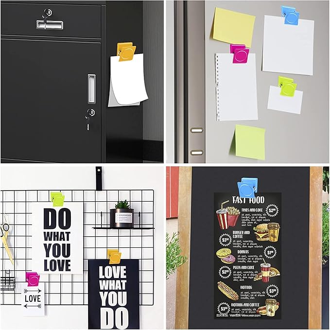 Grtard 24 Pack Magnetic Clips Heavy Duty, Colorful Strong Fridge Magnet Clips Heavy Duty, Metal Magnet Clips for Fridge, clip Magnets, Magnetic Clips for Refrigerator, Locker, Whiteboard, Home, Office-DeskLoop Office