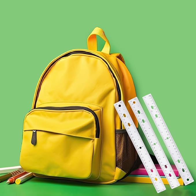 28 Pack Plastic Ruler 12 Inch Transparent Rulers - Metric Bulk for Kids School Office Classroom, Clear-DeskLoop Office