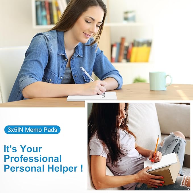 Fainne 3 x 5 Inch Paper Note Pads White Memo Pad Blank Writing Memo Scratch Paper for Waitress Waiter Book to Do Grocery List Small Notebook Restaurant Checkbook, White(90 Pack)-DeskLoop Office