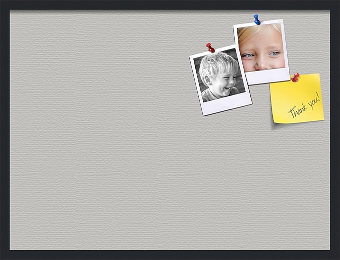 PinPix 32x24 Inch Cork Bulletin Board. This Decorative Framed Pin Board Comes with Light Stone Design and a Satin Black Frame. Ideal for Home Office Decor or Message Board (PinPix-1809)-DeskLoop Office