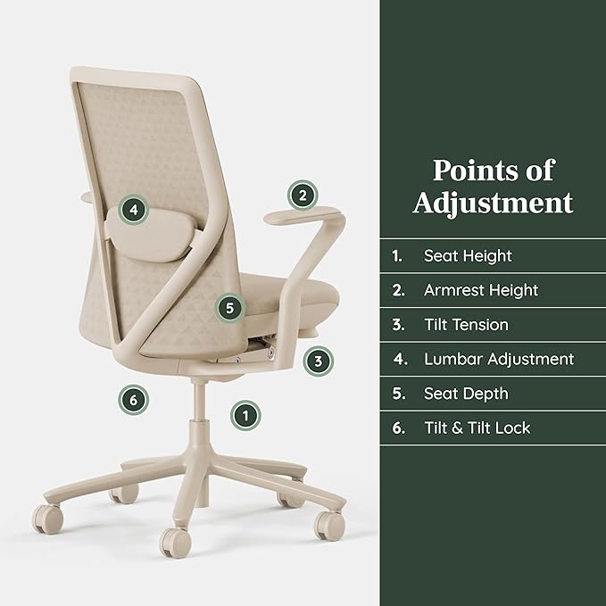 Branch Verve Chair - High Performance Executive Office Chair with Contoured Seat Back and Adjustable Lumbar Rest - High Density Foam Cushion with Aluminum Base - Up to 275 lbs - Wheat-DeskLoop Office
