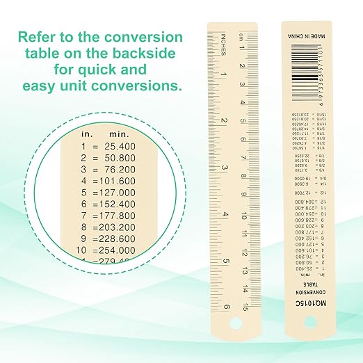 PATIKIL 15cm/6" Metal Ruler, 2 Pack Aluminum Alloy Rulers with Centimeters, Millimeters, Inches and Conversion Table Straight Edge Ruler for Writing Machinist Drafting, Yellow-DeskLoop Office