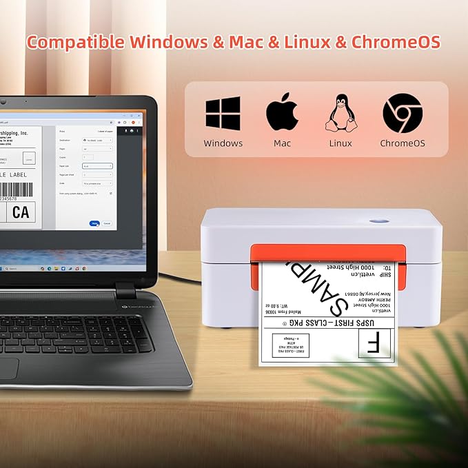 vretti USB Shipping Label Printer - 4x6 Thermal Label Printer for Shipping Packages Small Business Office or Home,Widely Used for Amazon, Ebay, Shopify, Etsy, USPS Amazon, Ebay, Shopify, Etsy, USPS-DeskLoop Office