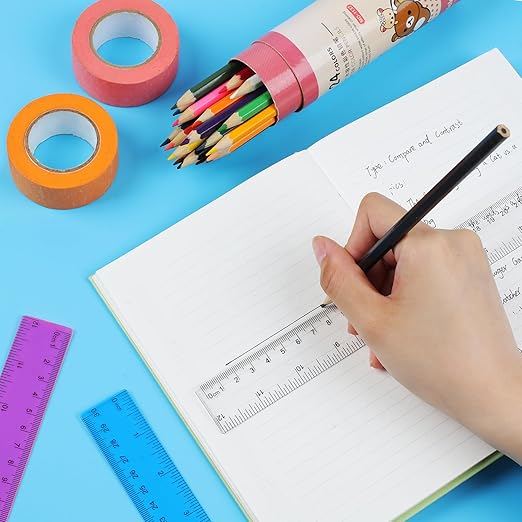 30PCS Clear Ruler Plastic Rulers 12 Inch, with Inches and Metric for School Classroom, Home, or Office (Clear)-DeskLoop Office