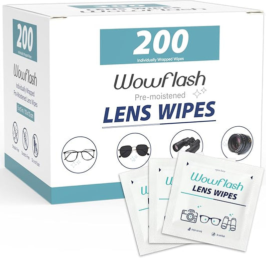 200 Count Lens Wipes for Eyeglasses, Eyeglass Lens Cleaning Wipes Pre-moistened Individually Wrapped Sracth-Free Streak-Free Eye Glasses Cleaner Wipes for Sunglass, Camera Lens, Goggles-DeskLoop Office
