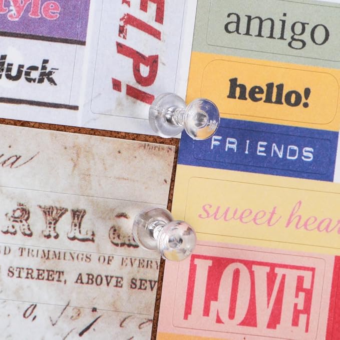 Yalis Push Pins 600 Count, Standard Clear Thumb Tacks Steel Point and Clear Plastic Head-DeskLoop Office