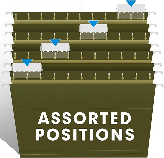 Hanging File Folders, RAZCC 60 Pack Reinforced Hanging Folders Letter Size, Designed for Bulky Files, Filing Cabinet, Adjustable Tabs, Green-DeskLoop Office