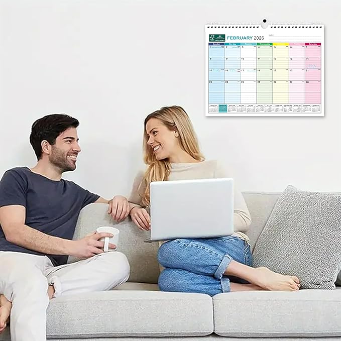 BOCT Wall Calendar 2025-2026 - Includes July 2025 to December 2026-18 Monthly Daily Planner 13 x 9.6 Inches, Julian Dates for New Year Christmas Gifts-DeskLoop Office