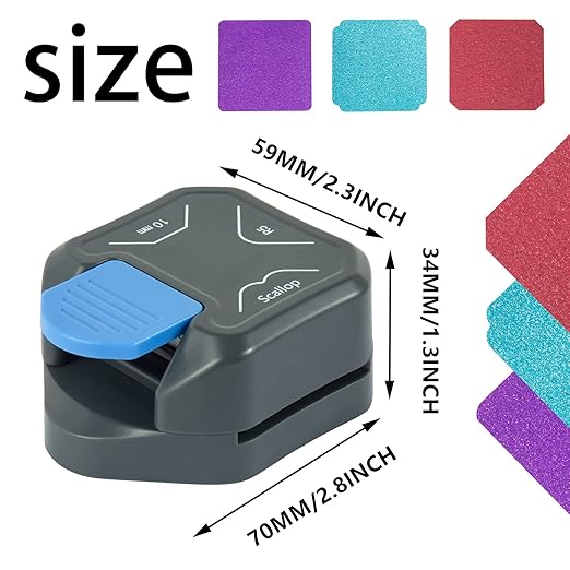 QIQQIKIN Corner Cutter 3 in 1 (R5+10MM+Scallop) Edge Rounder Punch, Paper Corner Punches for Paper Crafts, Picture Photo Clipper Laminating Scrapbook Chomper Business Card Making Junk Journal Supplies-DeskLoop Office