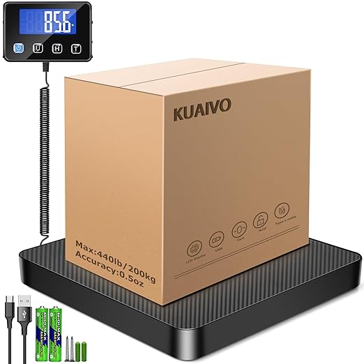 Shipping Scale, 440 lbs/0.35oz High Accurate Digital Postal Scale with Hold/Tare Function, Postage Scale for Packages, Luggage, Small Business, Home Use, Battery & Charging Cable Include-DeskLoop Office