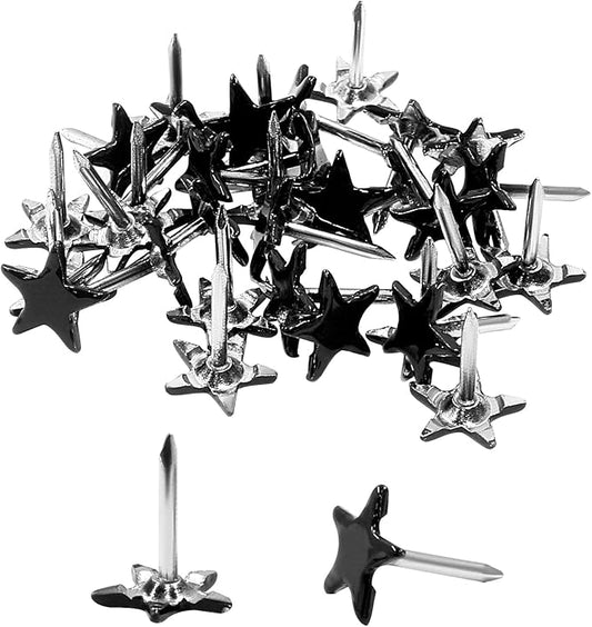 Piutouyar 150 Pcs Star Push Pins, Black Upholstery Tacks Star Shaped Decorative Thumb Tacks Metal Upholstery Pins for Upholstered Furniture Cork Board DIY Projects or Home Decor 11 x 13mm-DeskLoop Office