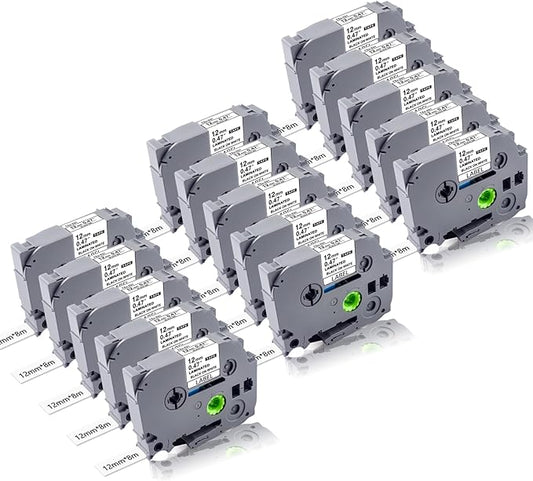 15Pack TZe-231 Label Maker Tapes Replacement for Brother P Touch Label Maker Refills, TZe231 Tape Laminated 12mm 0.47 White, TZ-231 Tapes for Brother PT-H110 PTD210 PTD220 PTD400 Printer-DeskLoop Office