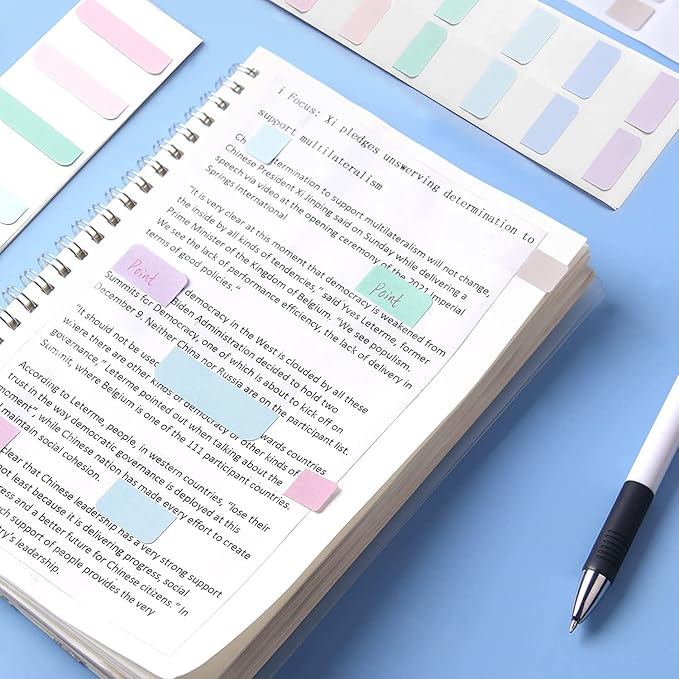 420 pcs Index Tabs, 3 Sizes Colored Page Markers, Writable and Repositionable Book Tabs, Page Tabs for Reading Notes, Books and Classify Files(Light Color)-DeskLoop Office