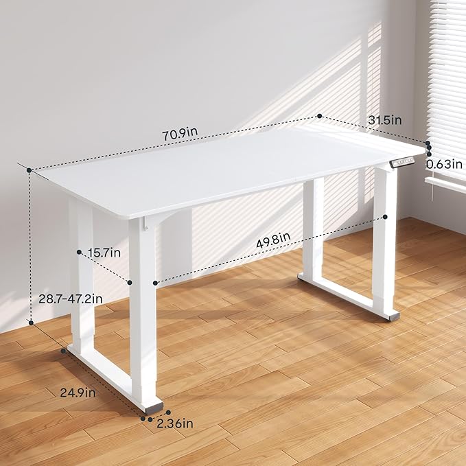 SANODESK 4-Leg Standing Desk, Electric Height Adjustable Desk with Memory Presets for Home Office, Stand up Desk Computer Workstation, 71x32 Inches White-DeskLoop Office