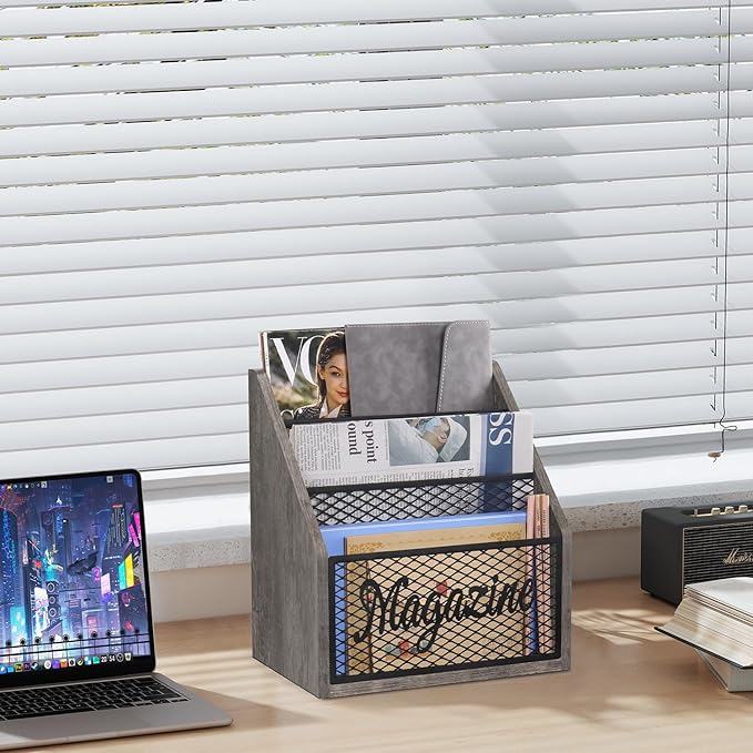 YINMIT Magazine Holder, Stepped 3 Tier Magazine Rack Floor, Magazine Storage Basket, Folder Organizer Bin for Magazines,Books,Newspapers,Tablets-DeskLoop Office