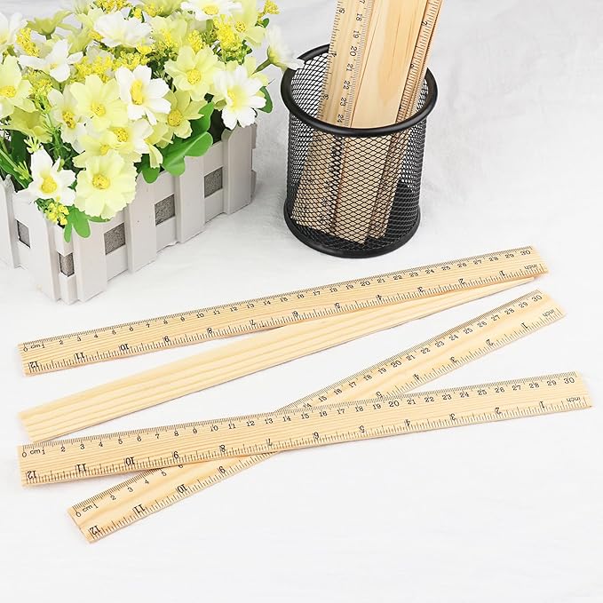 144 Packs Wooden Rulers, 12 Inch Double Sided Wood School Ruler for Home, Student, Office Use, 2 Scale,by,GNIEMCKIN-DeskLoop Office