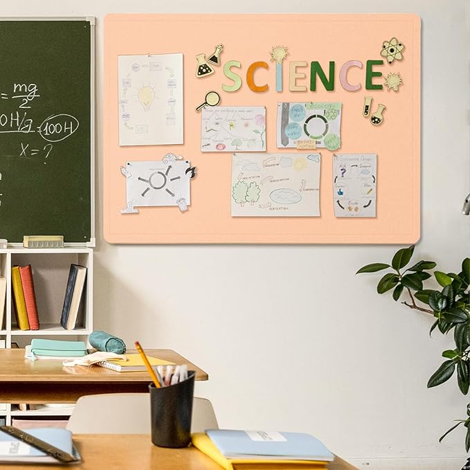 Large Bulletin Board - 48 x 36 Inches, Decorative Felt Pin Board for Wall - 4' x 3' Foldable Photo Display Board with Self-Adhesive Tape, Includes 20 Push Pins - Melon-DeskLoop Office