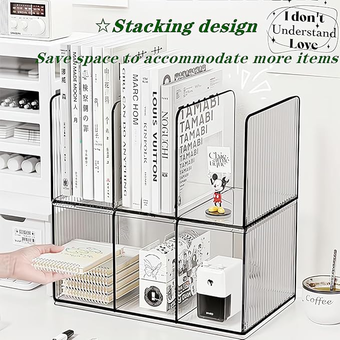 Acrylic Desk File Organizer,Office Desktop Binder File Folder Mail Organizer,Handbag Purse Book record Magazine Holder (2 Pack)-DeskLoop Office