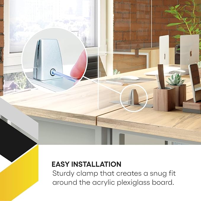 OBEX Acrylic Free Standing Screen, Divider for Desk Privacy Home & Office Partitions for Table Top Workstation, Portable Cubicle Panel for Work, 12" x 60", Clear-DeskLoop Office