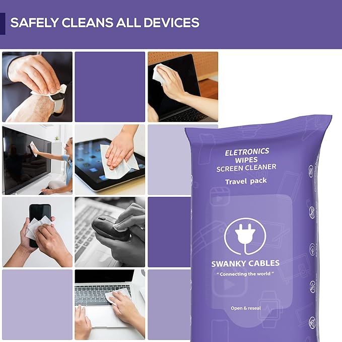 Screen Cleaner Wipes: Electronic Wipes for Screens - Computer Screen Wipes for Lens, Phone, Tv Screen and Monitor Cleaning - Tech Wipes & Microfiber Cloth (Soft Wipes, 60 Count)-DeskLoop Office