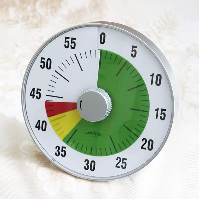 Lavigo Kitchen Timer, Countdown Visual Analog Timer, Quiet Counting, Low Loud and Mute Alarm for Teachers Classroom, Kids, Adults Kitchen, Office, Gym (Green) LT21-TC 7.5 inches-DeskLoop Office