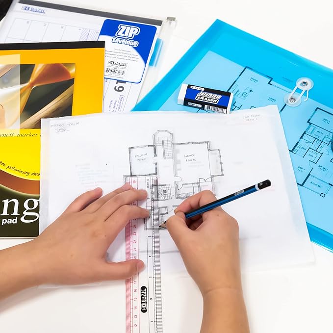 BAZIC Plastic Clear Ruler 12" (30cm), Inches Centimeter Metric Measuring Drafting Rulers, for Students School Supplies, 2-Pack-DeskLoop Office