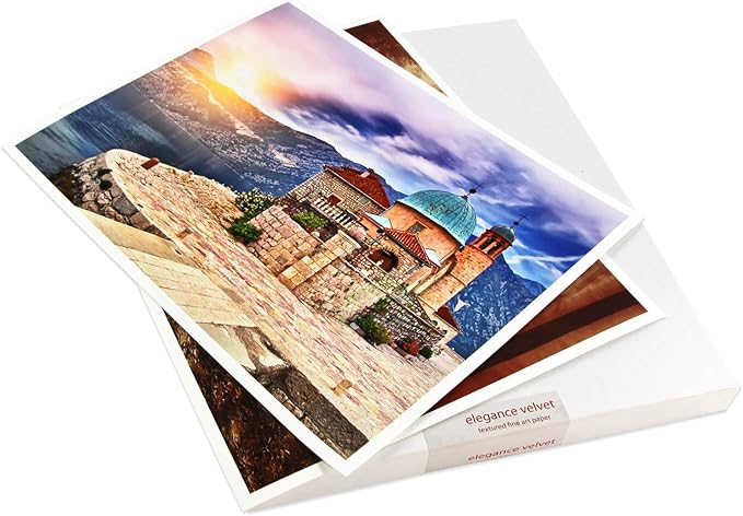 Elegance Velvet 8.5 in x 11 in, 25 Sheets is a Premium Matte 310 gsm, Cold Pressed Bright White Museum Grade Fine Art Inkjet Paper, Compatible with Most Dye-Based and Pigment Printers-DeskLoop Office