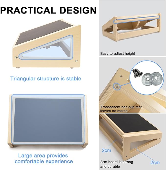 WOOD CITY Under Desk Footrest, 3 Heights Adjustable Foot Rest with Silicone Surface, 3 in 1 Non-Slip Foot Stool Improve Posture, Reduce Fatigue & Pain, Ideal for Home/Office/Gaming (Natural)-DeskLoop Office