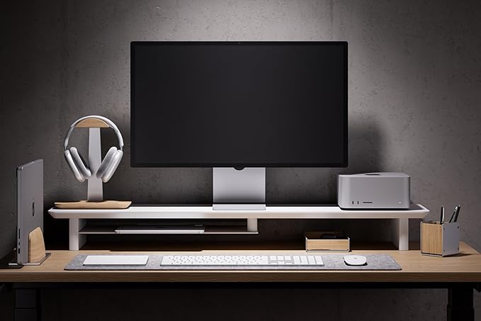 desk monitor stand (All White, Large)