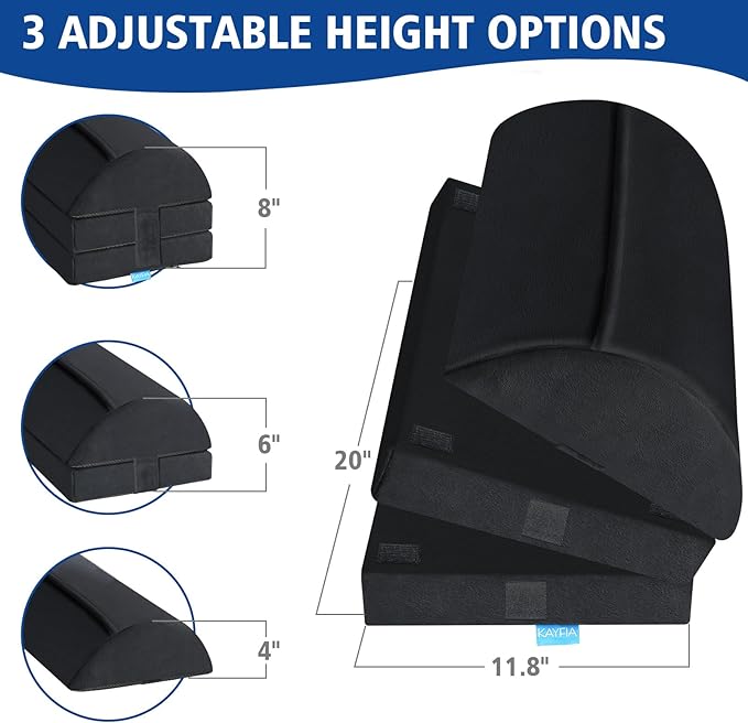 XXL(20in) Foot Rest for Under Desk at Work with 3 Adjustable Heights, Foot Stool with Bamboo Charcoal Foam, Feet Warm Pocket Footrest for Office Gaming Chair, for Leg Support -Black-DeskLoop Office